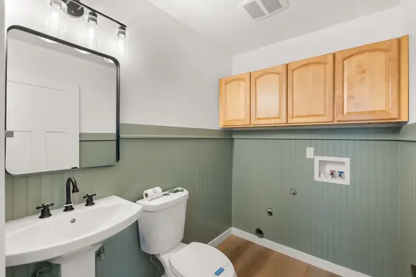 Sage green bathroom interior paint, Coburg, OR | Painted Peak Paint Co.